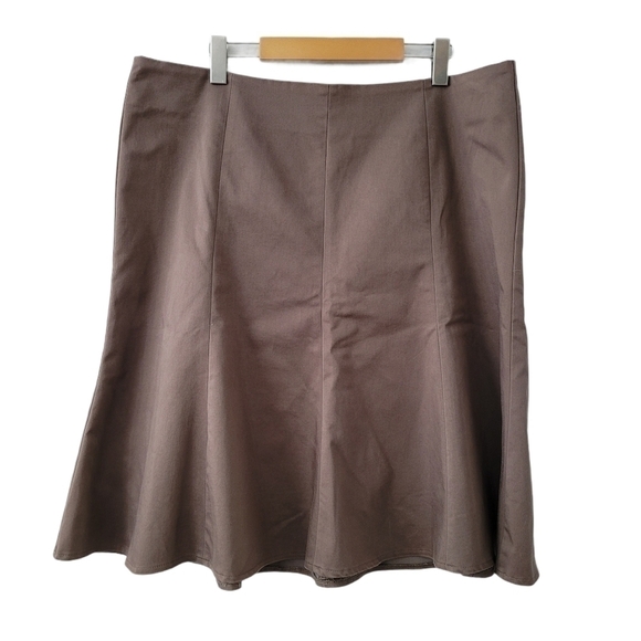 TAUPE Panel Godet Flare Pleated Midi Skirt Size 16 - Picture 1 of 5